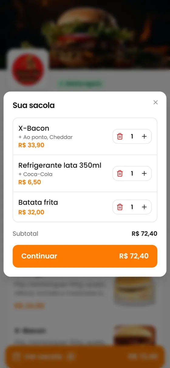 Sacola com os itens escolhidos